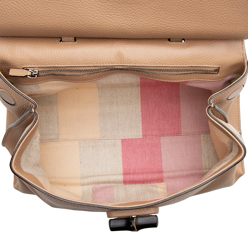 Gucci Leather Bamboo Daily Medium Satchel (SHF-19700)