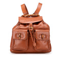 Gucci Leather Bamboo Drawstring Backpack
