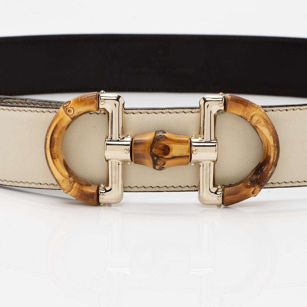 Gucci Leather Bamboo Horsebit Belt - Size 32 / 80 (SHF-c2WoNK)