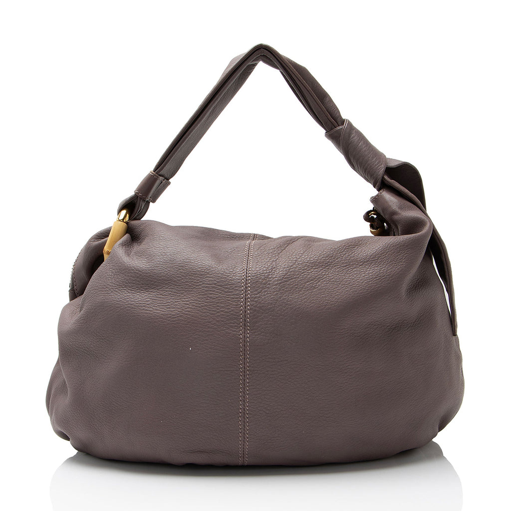 Gucci Leather Bamboo Jungle Medium Hobo
