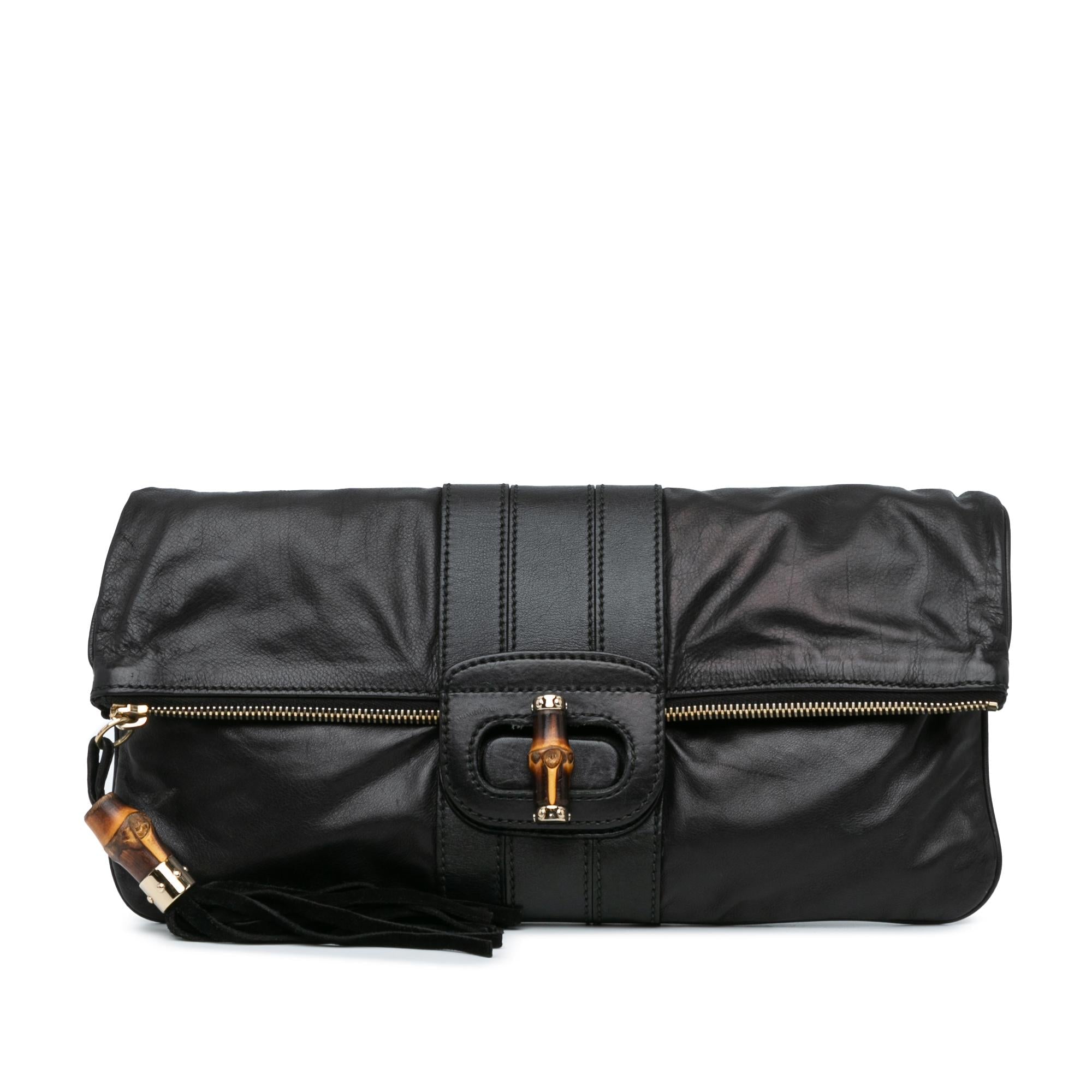 Gucci Leather Bamboo Lucy Fold Over Clutch (SHG-ithHFj)