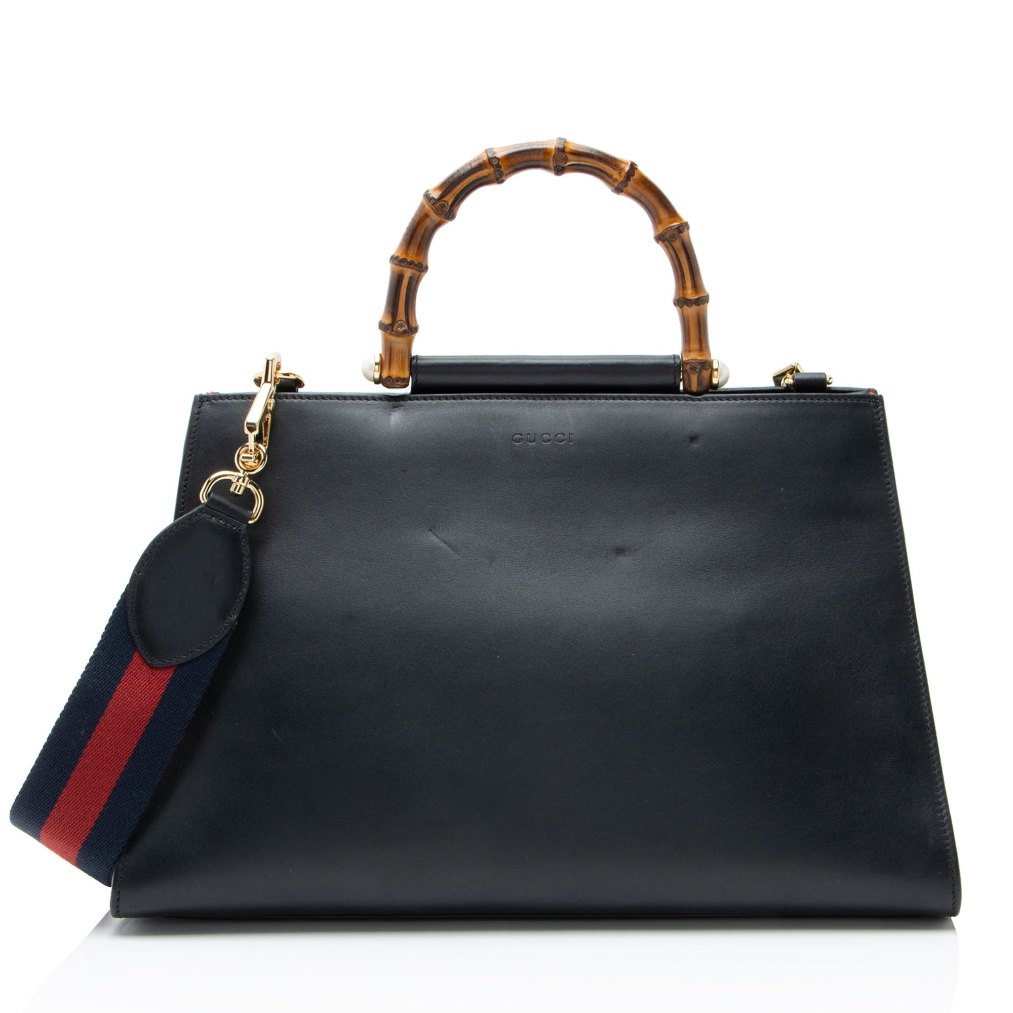 Gucci Leather Bamboo Nymphaea Medium Top Handle