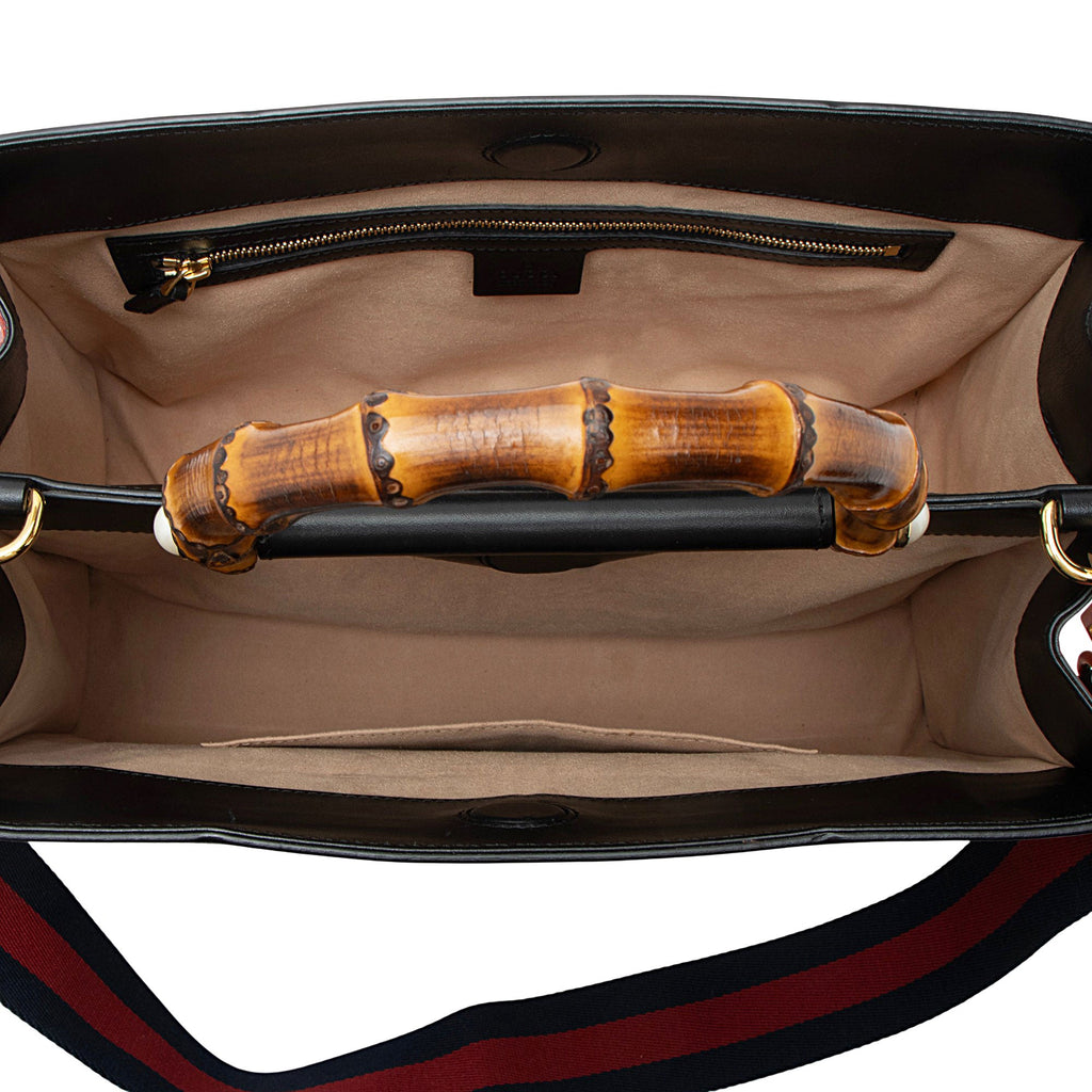 Gucci Leather Bamboo Nymphaea Medium Top Handle