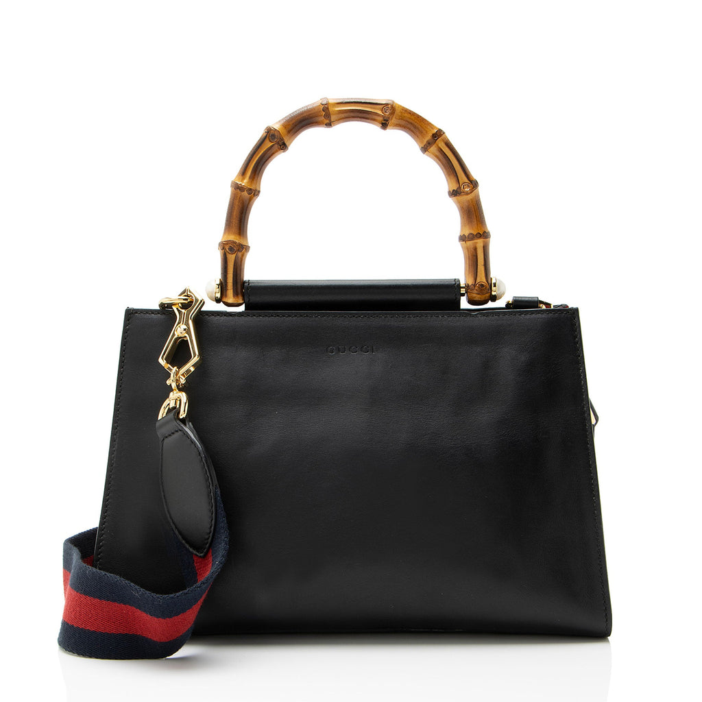 Gucci Leather Bamboo Nymphaea Medium Top Handle