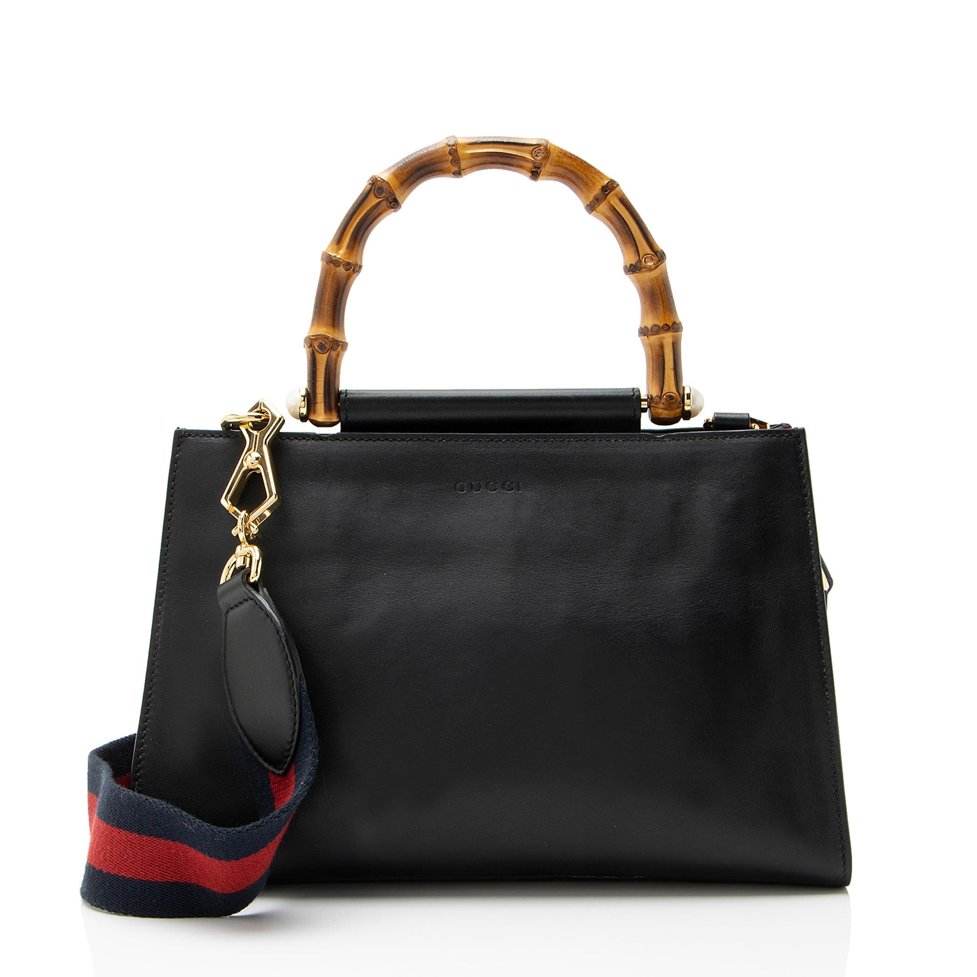 Gucci Leather Bamboo Nymphaea Medium Top Handle