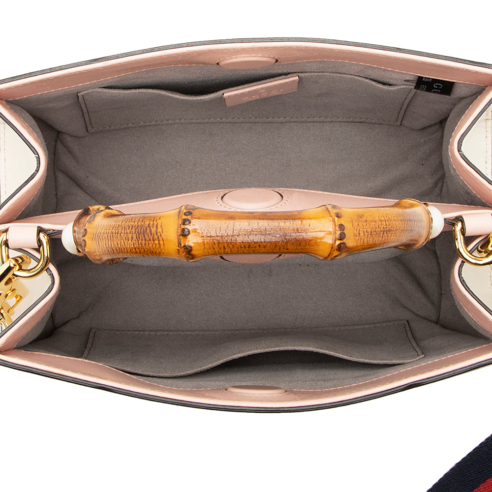 Gucci Leather Bamboo Nymphaea Top Handle Small Tote (SHF-19511)
