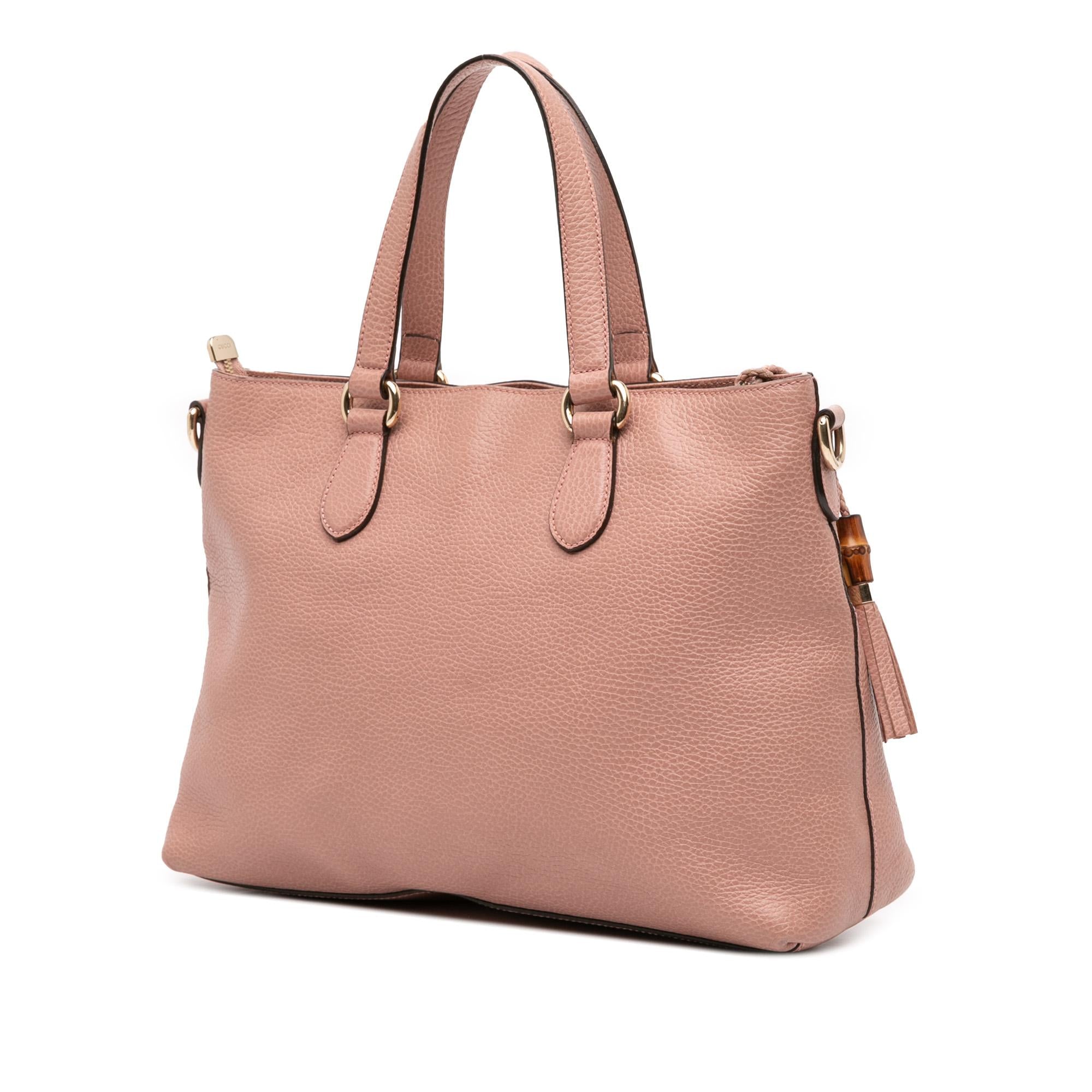 Gucci Leather Bamboo Tassel Satchel