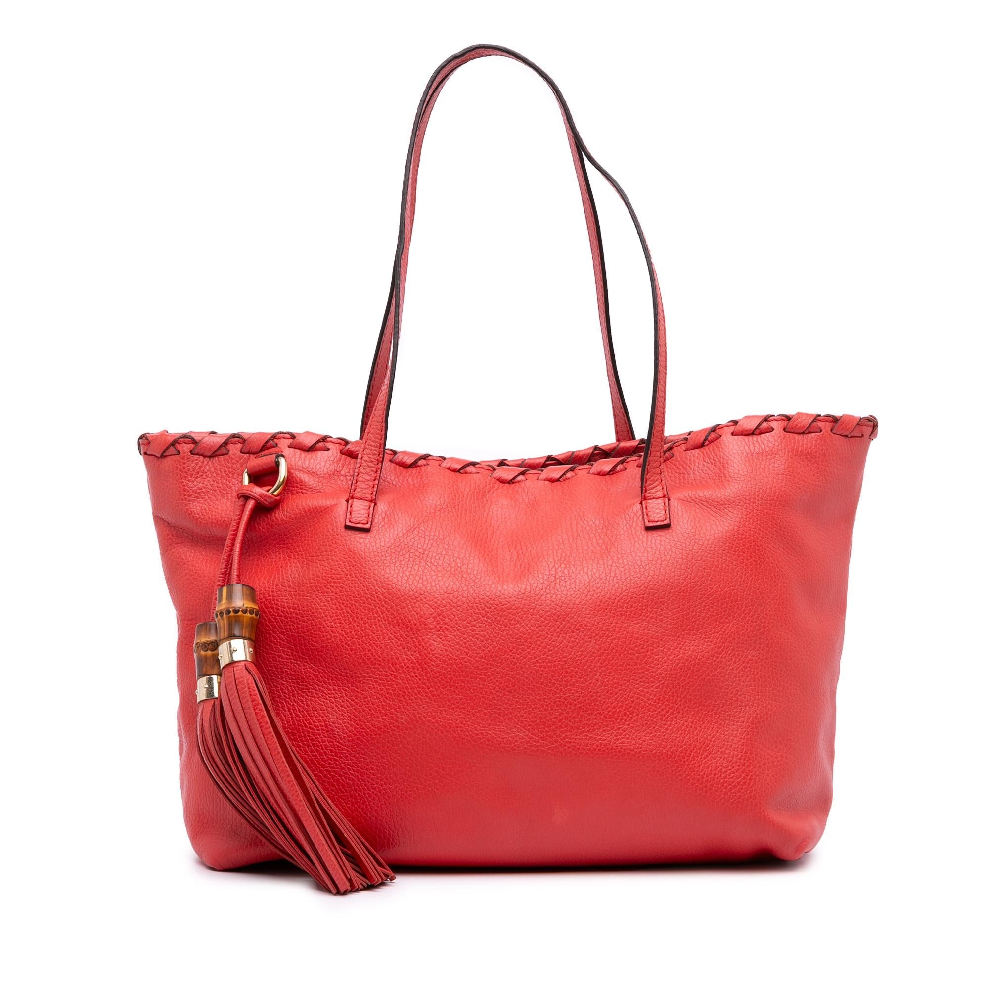 Gucci Leather Bamboo Tassel Tote