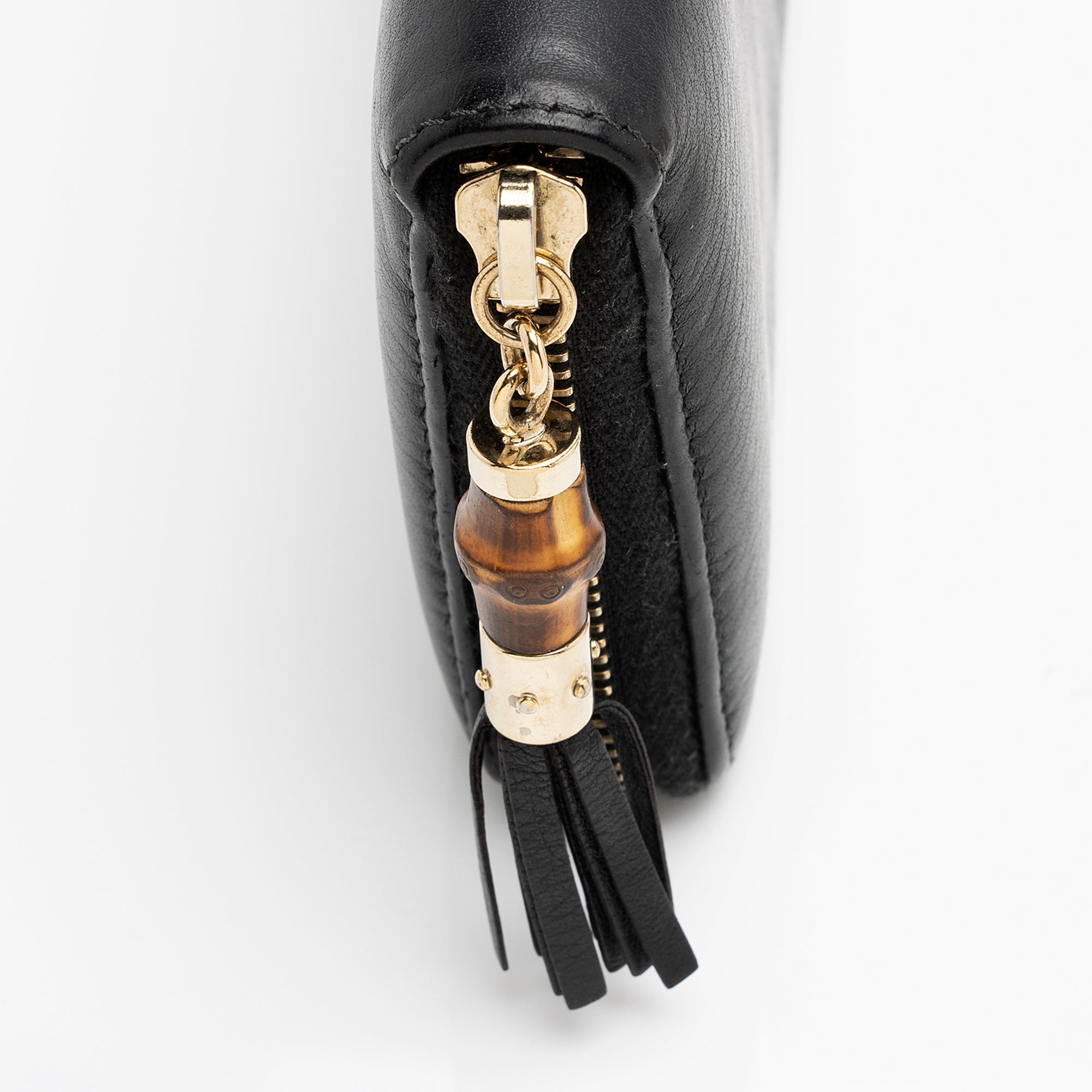 Gucci Leather Bamboo Tassel Zip Around Wallet (SHF-23545)