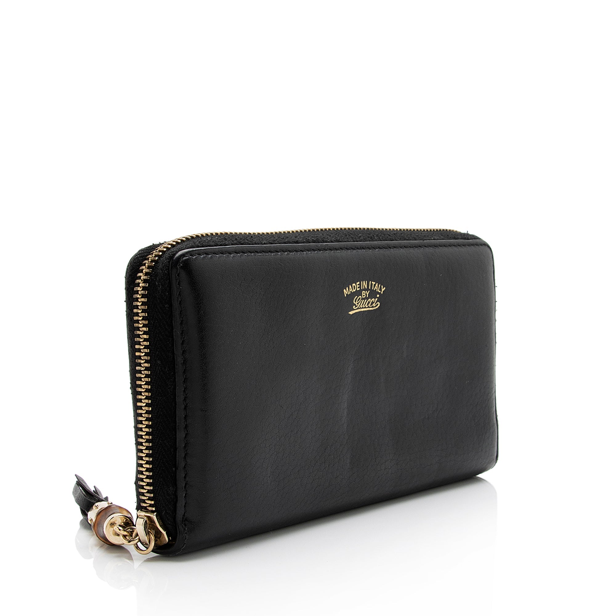 Gucci Leather Bamboo Tassel Zip Around Wallet (SHF-23545)