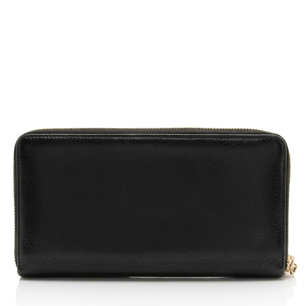 Gucci Leather Bamboo Zip Around Travel Wallet