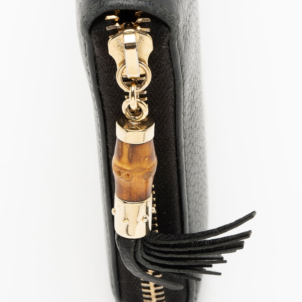 Gucci Leather Bamboo Zip Around Travel Wallet