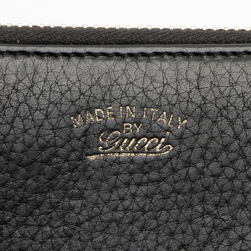 Gucci Leather Bamboo Zip Around Travel Wallet