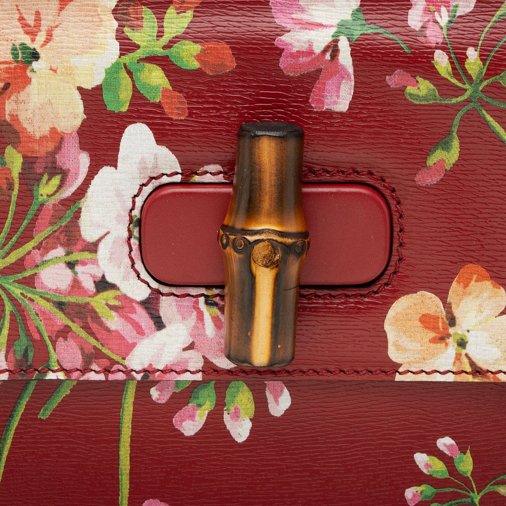 Gucci Leather Blooms Bamboo Daily Medium Satchel (SHF-YKON9B)
