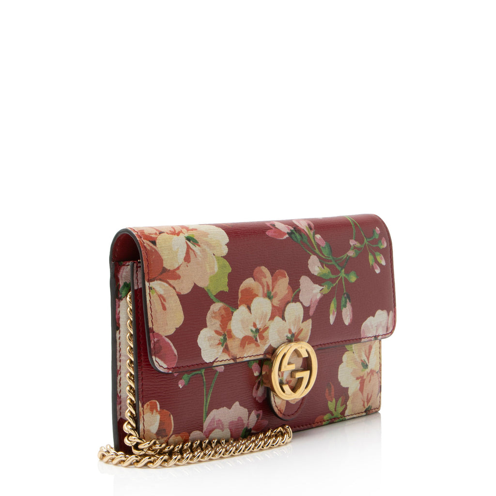 Gucci Leather Blooms Interlocking G Wallet on Chain