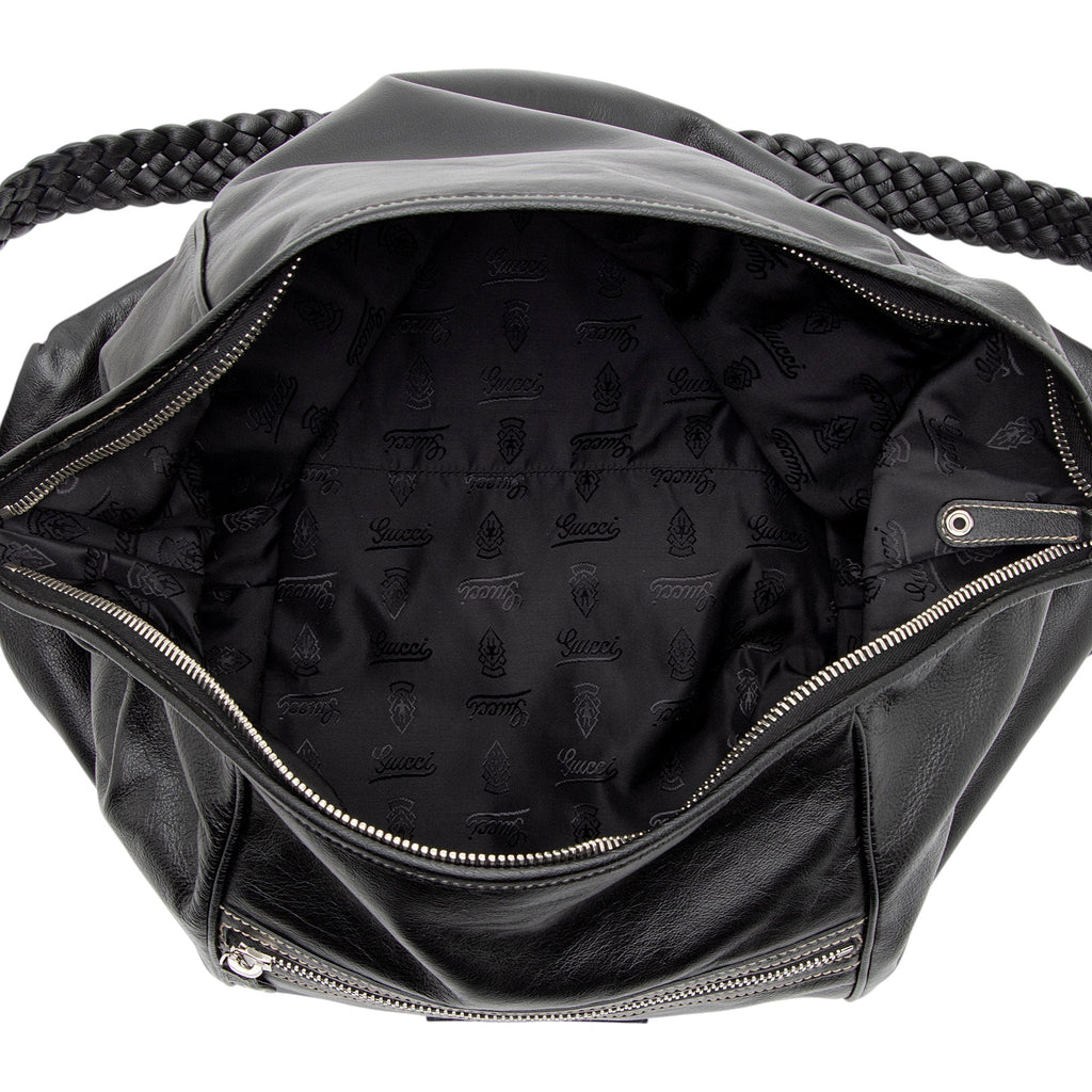 Gucci Leather Braided Large Shoulder Bag