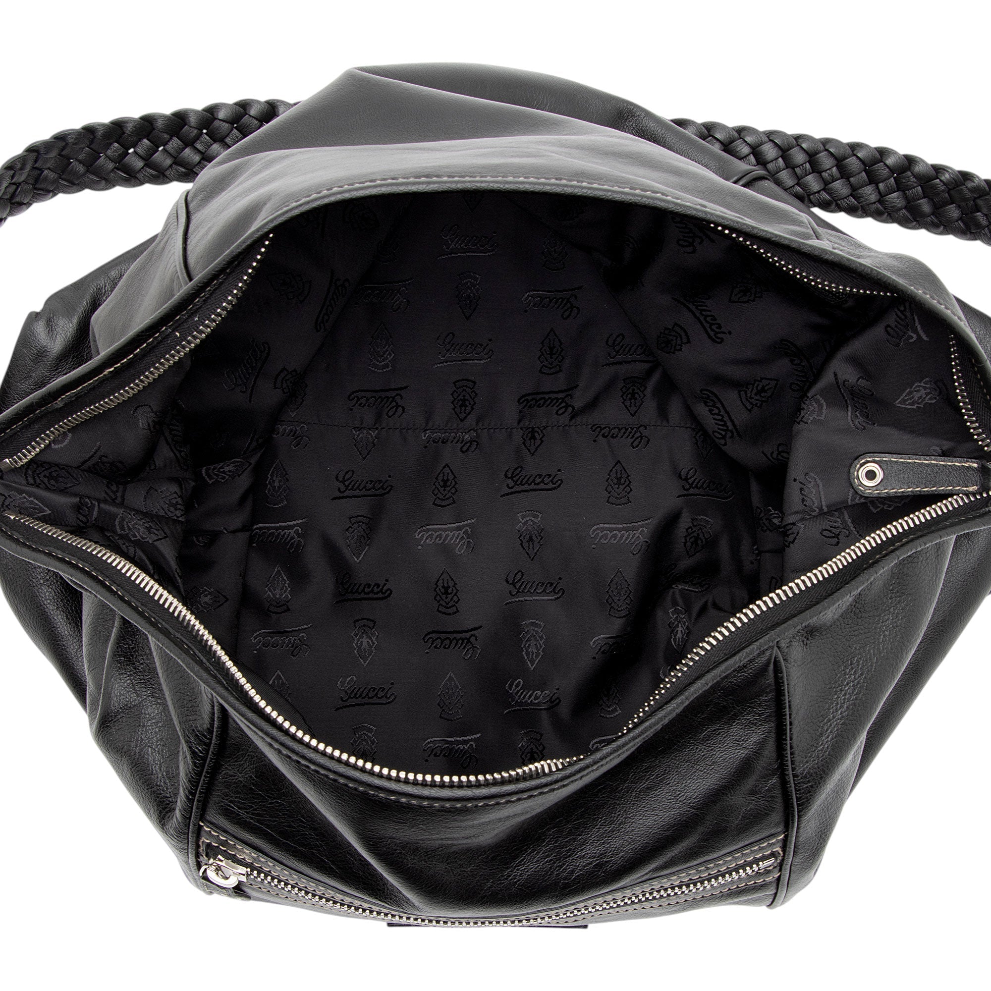 Gucci Leather Braided Large Shoulder Bag