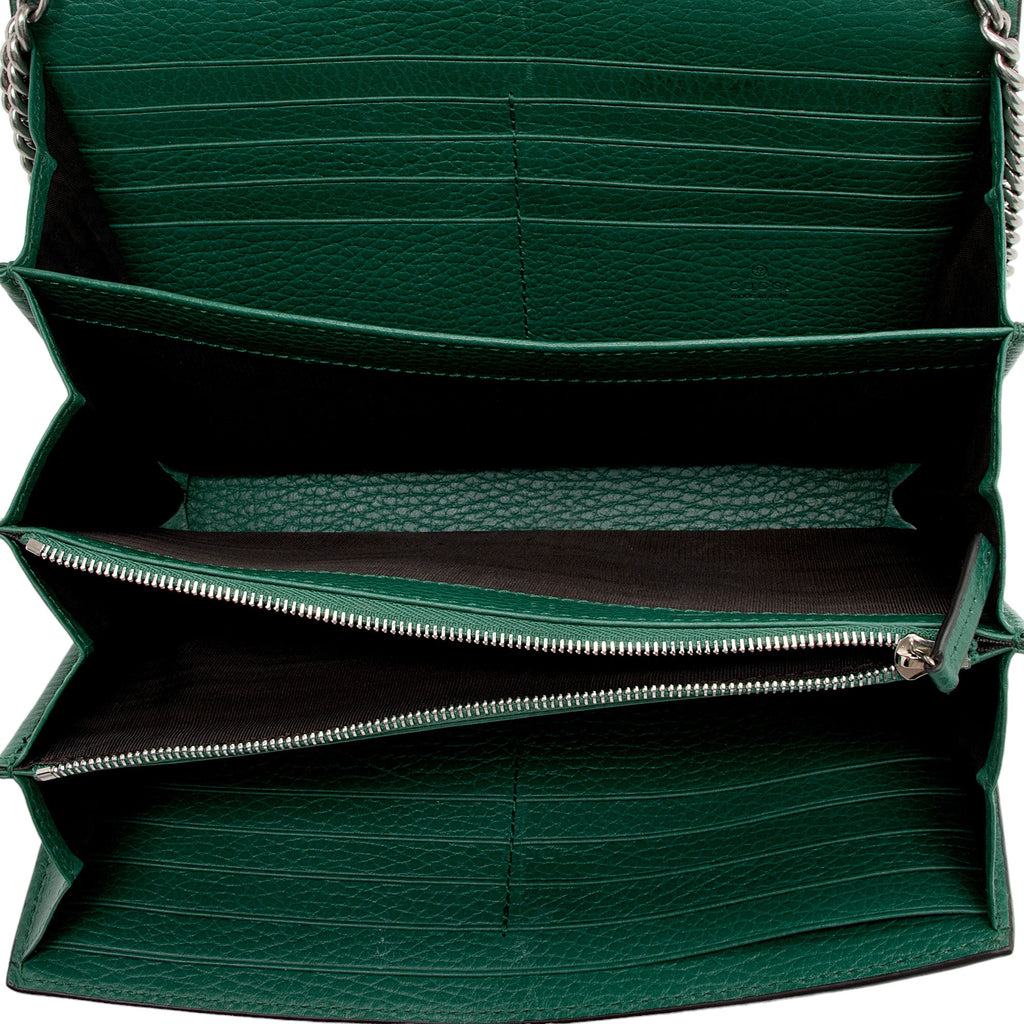 Gucci Leather Crystal Dionysus Chain Wallet (SHF-lfofdz)
