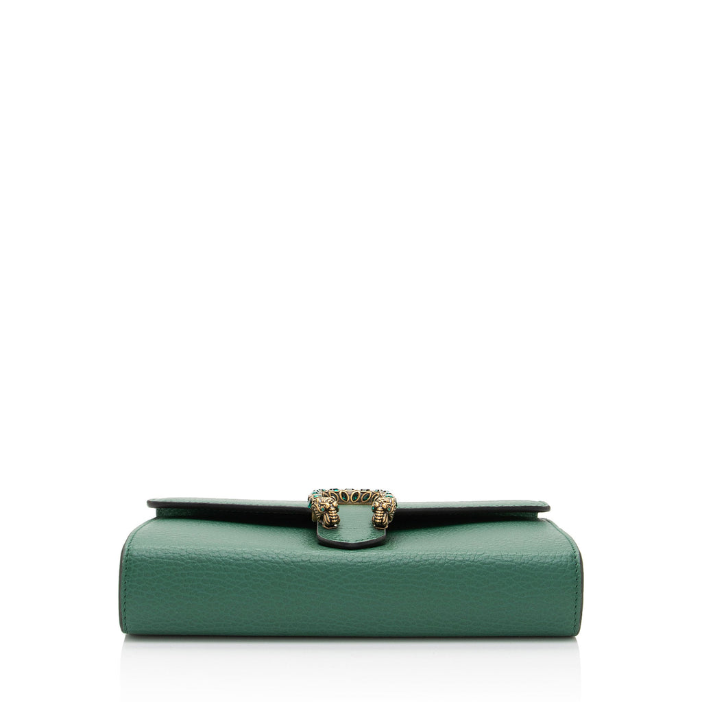 Gucci Leather Crystal Dionysus Chain Wallet (SHF-roOomv)