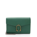 Gucci Leather Crystal Dionysus Chain Wallet (SHF-roOomv)