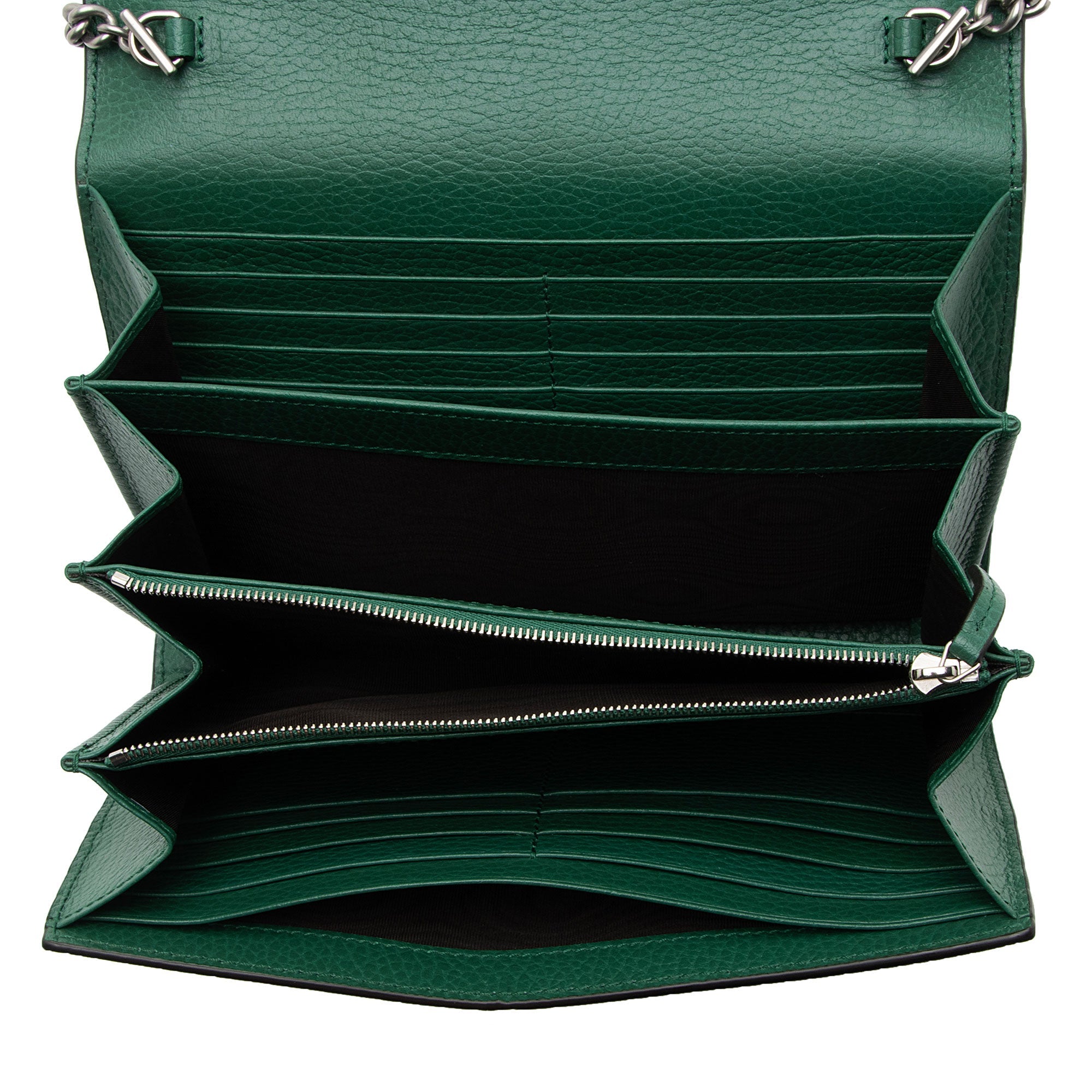Gucci Leather Crystal Dionysus Chain Wallet (SHF-roOomv)