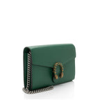 Gucci Leather Crystal Dionysus Chain Wallet (SHF-roOomv)