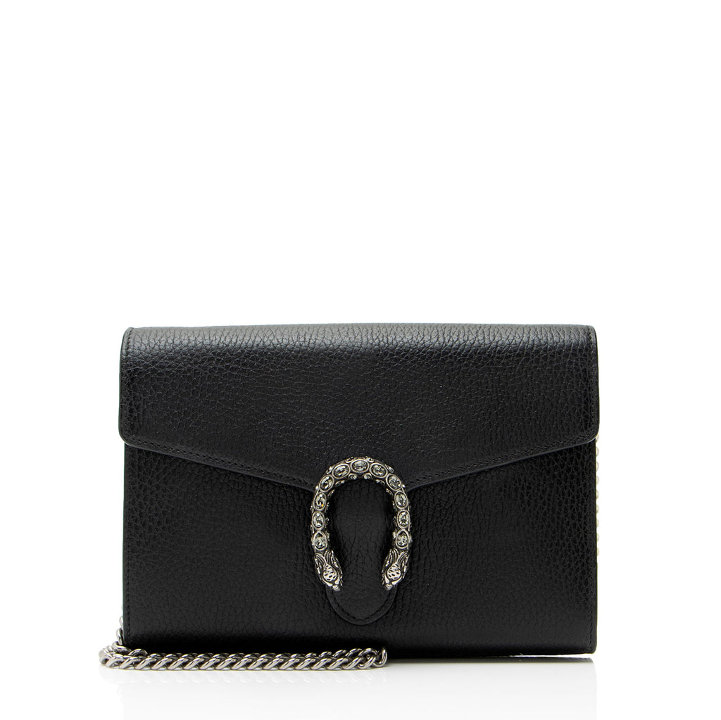Gucci Leather Crystal Dionysus Chain Wallet