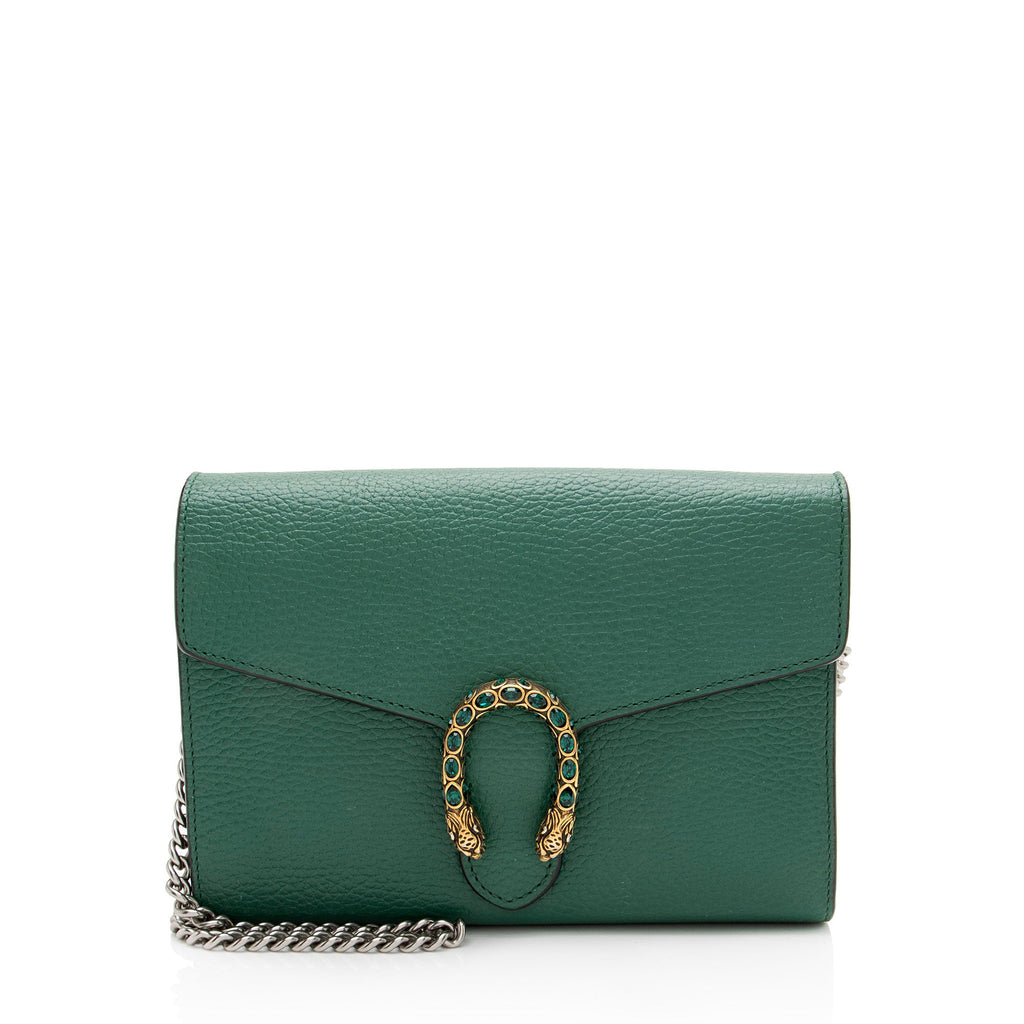 Gucci Leather Crystal Dionysus Chain Wallet