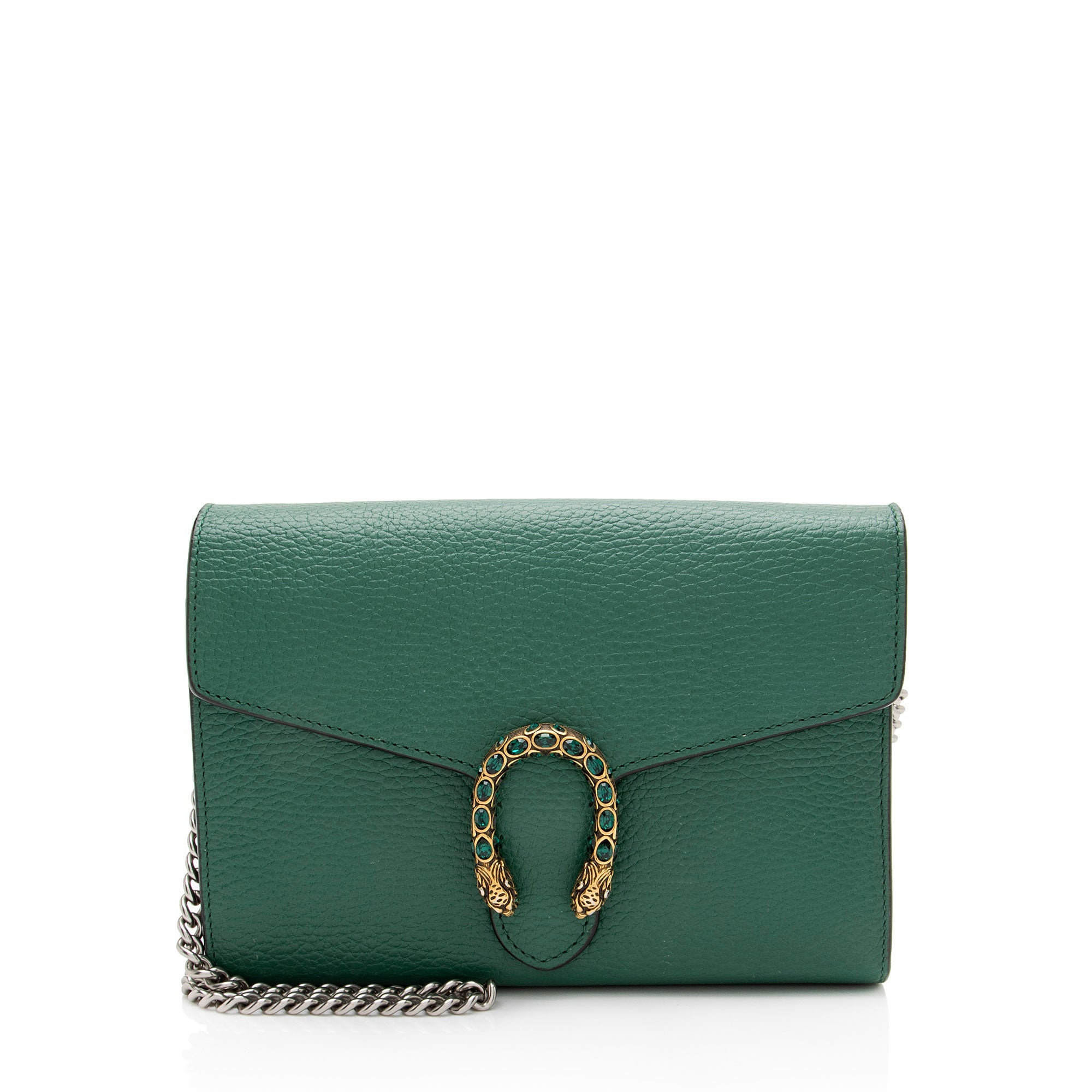 Gucci Leather Crystal Dionysus Chain Wallet