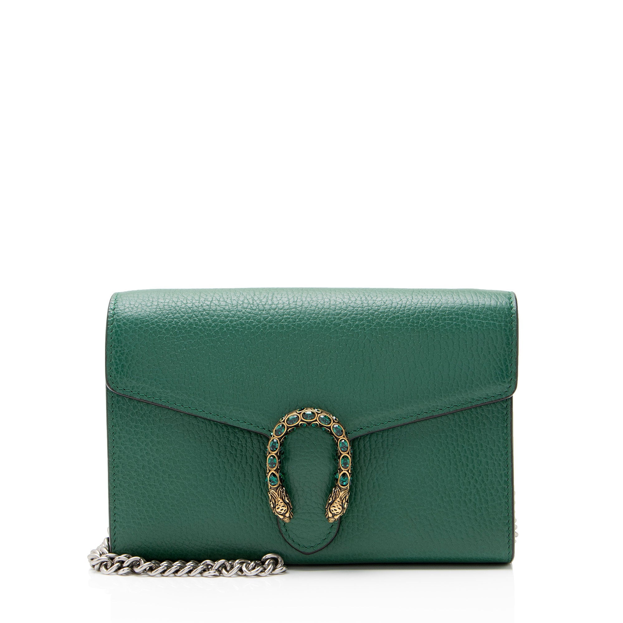 Gucci Leather Crystal Dionysus Chain Wallet
