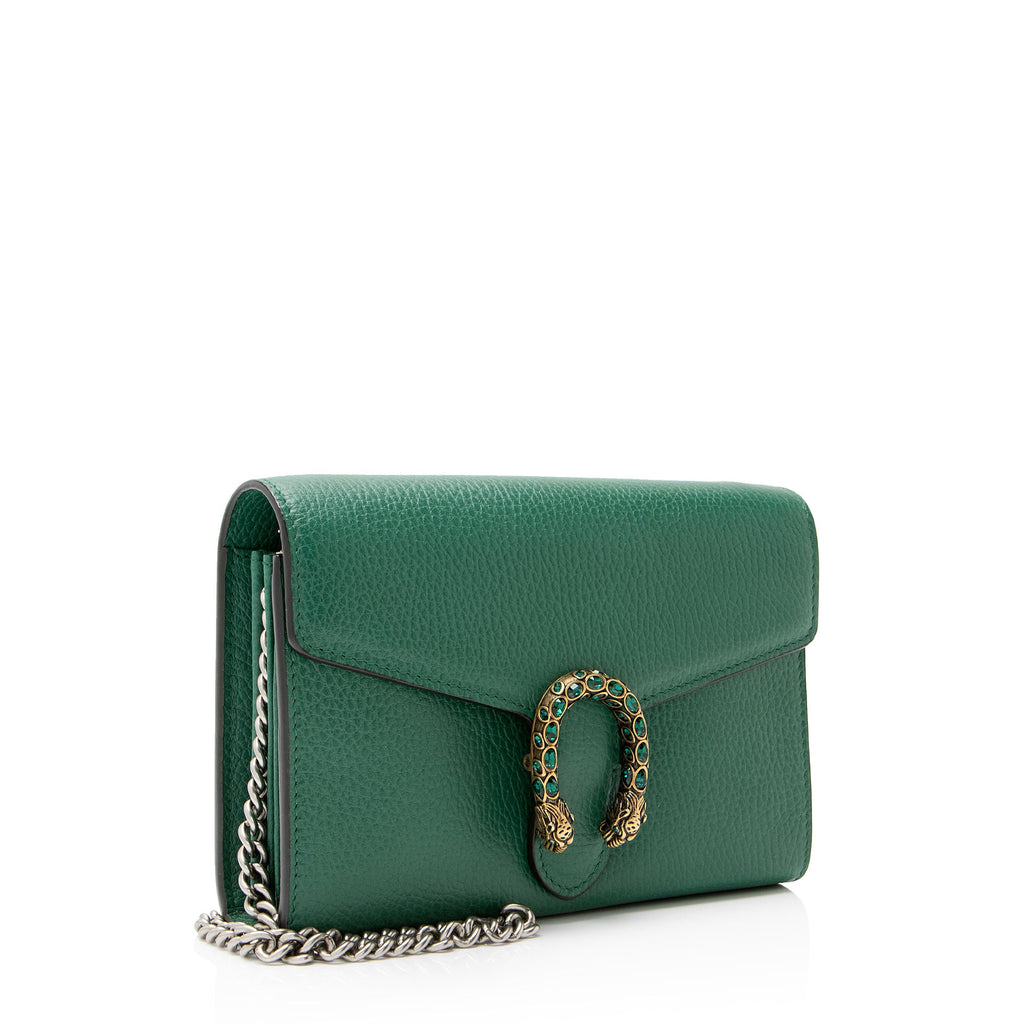 Gucci Leather Crystal Dionysus Chain Wallet