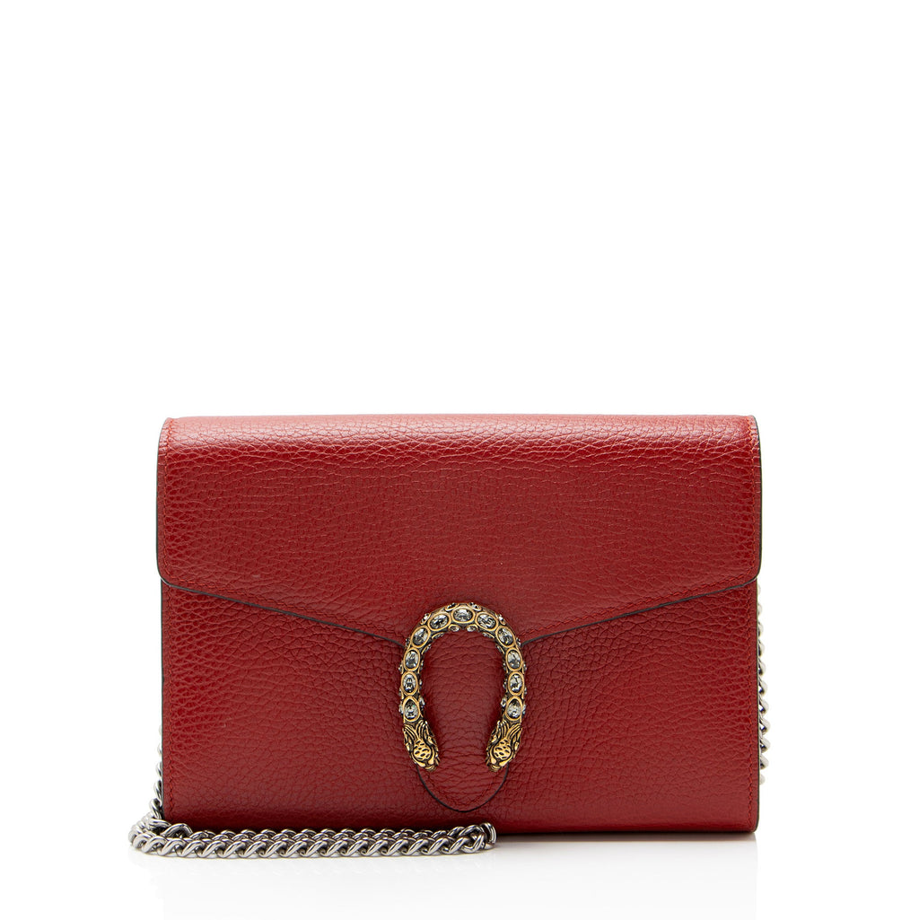 Gucci Leather Crystal Dionysus Chain Wallet