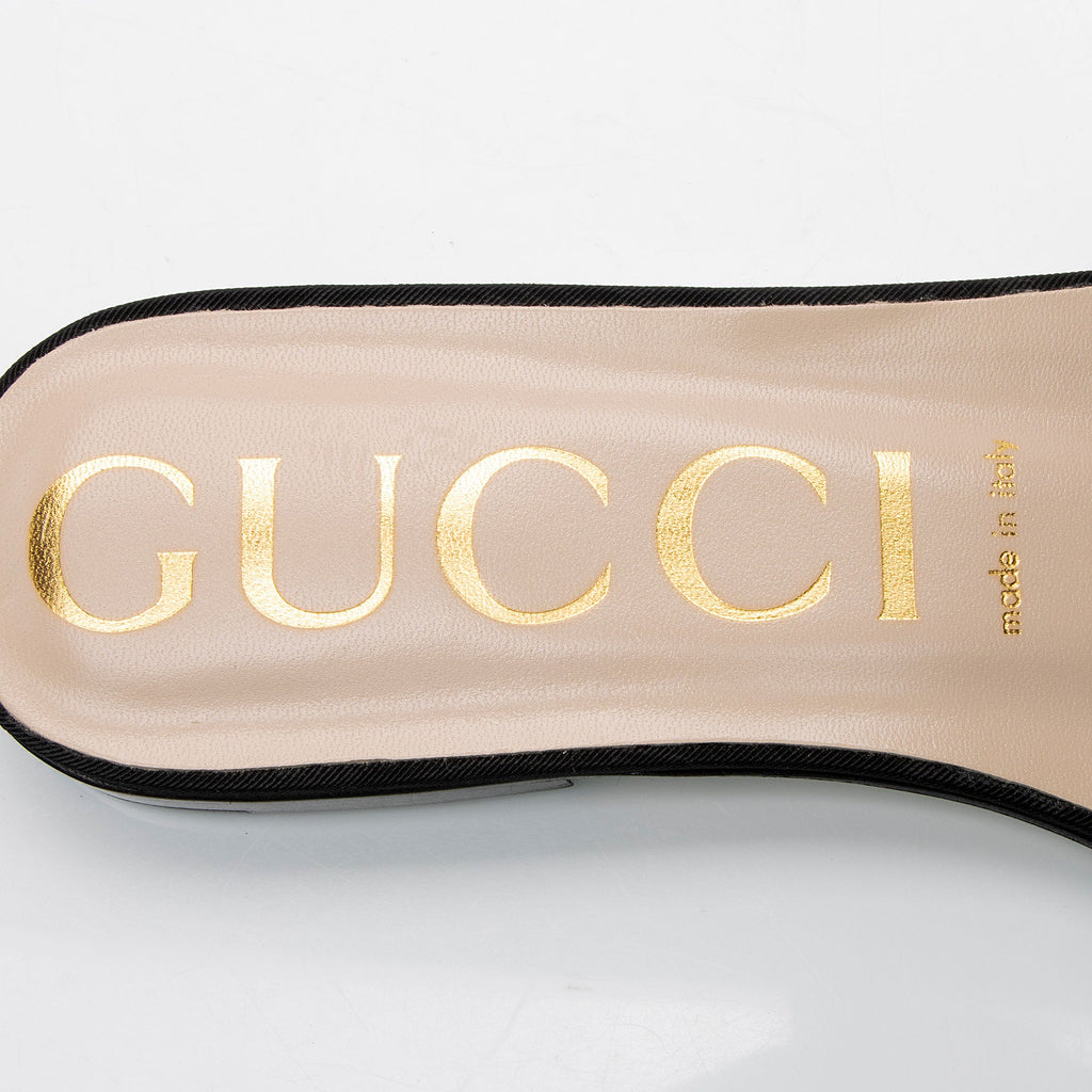 Gucci Leather Crystal G Madelyn Slide Sandals - Size 7.5 / 37.5 (SHF-PZAHJH)