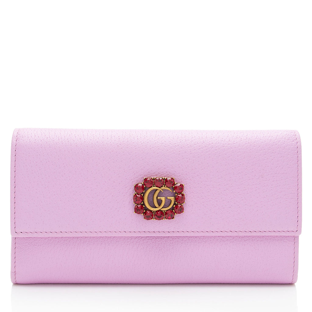 Gucci Leather Crystal GG Marmont Continental Wallet