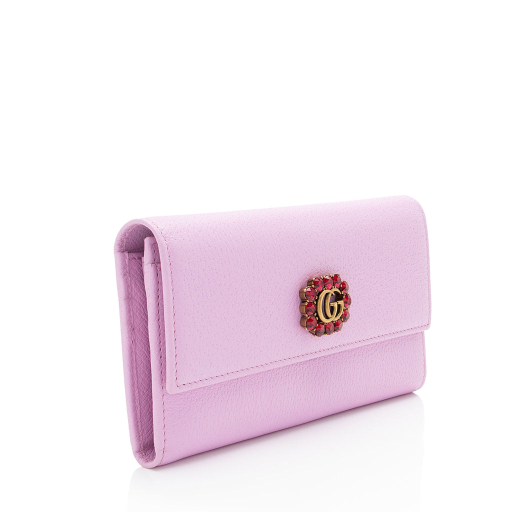 Gucci Leather Crystal GG Marmont Continental Wallet