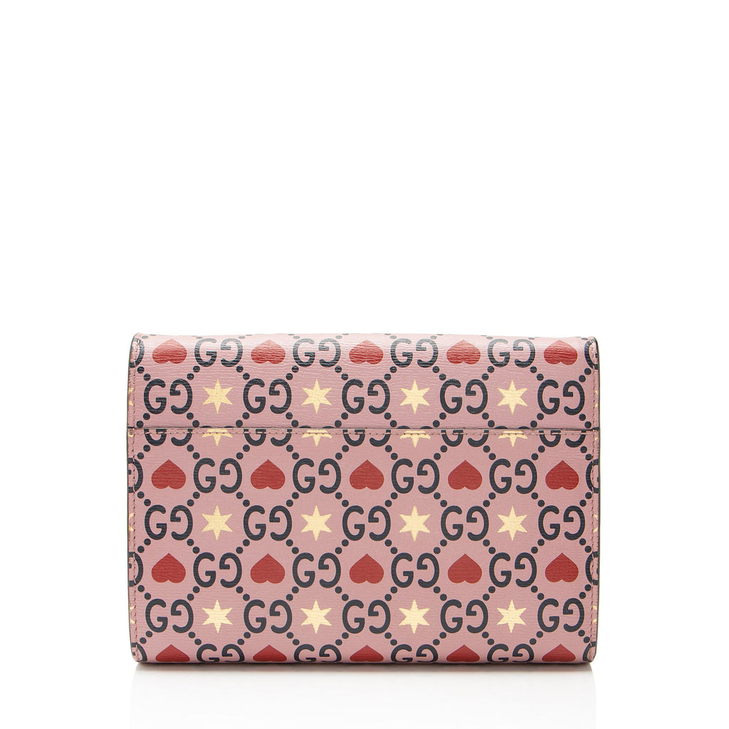 Gucci Leather Crystal Valentines Dionysus Chain Wallet