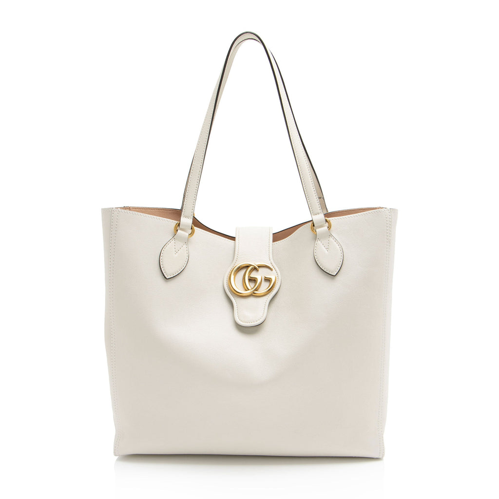 Gucci Leather Dahlia Medium Tote (SHF-l9vBxj)