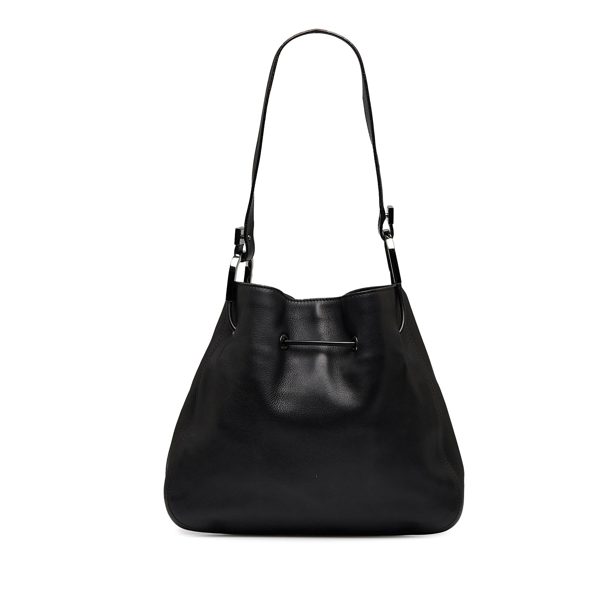 Gucci Leather Drawstring Shoulder Bag (SHG-RSAtpw)