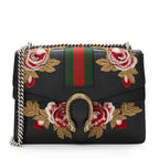Gucci Leather Embroidered Rose Dionysus Medium Shoulder Bag (SHF-22427)
