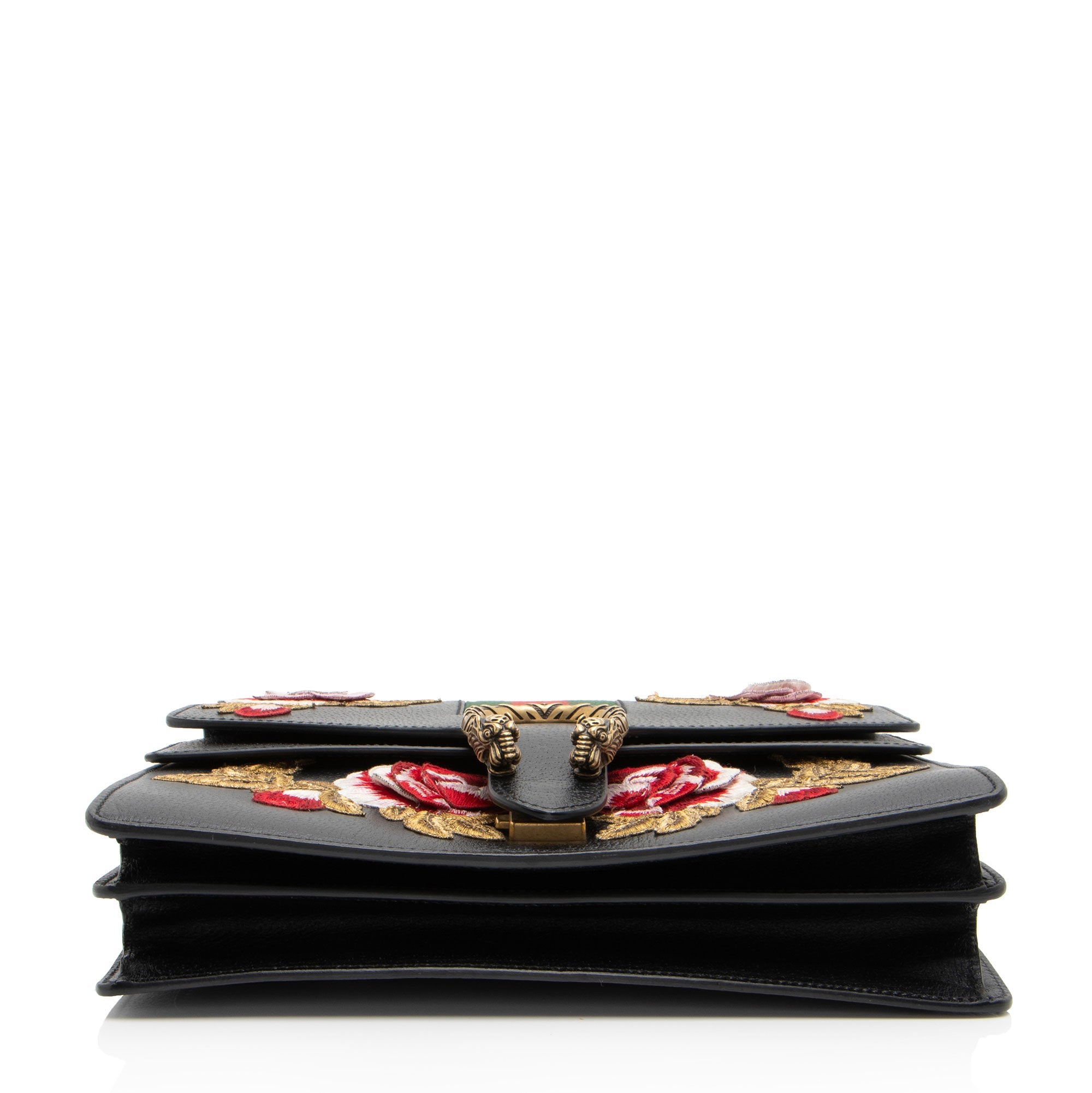 Gucci Leather Embroidered Rose Dionysus Medium Shoulder Bag (SHF-NIvfQT)