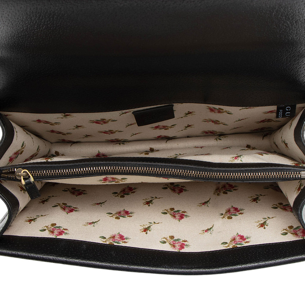 Gucci Leather Embroidered Rose Dionysus Medium Shoulder Bag (SHF-NIvfQT)