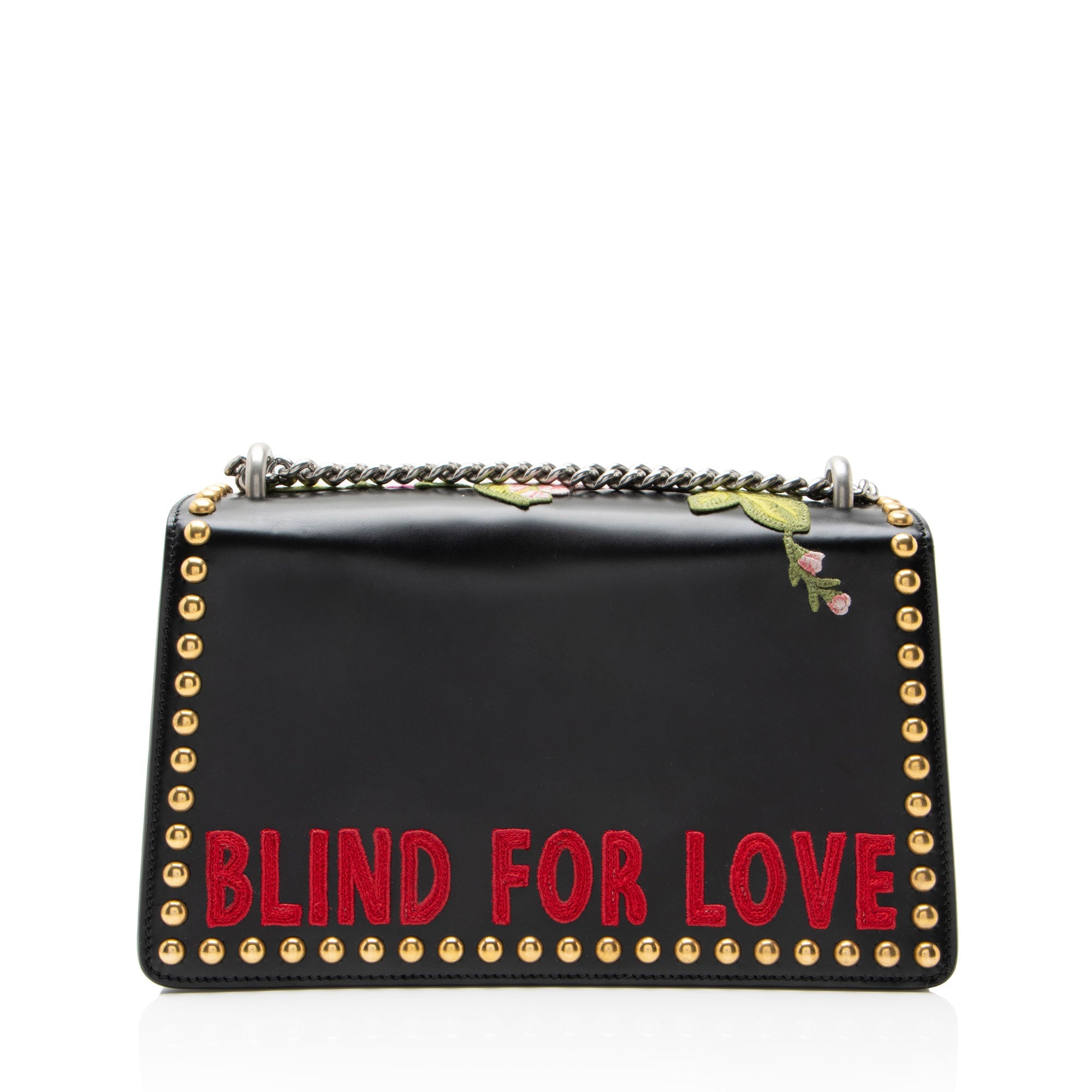 Gucci Leather Embroidered Studded Blind for Love Dionysus Small Shoulder Bag