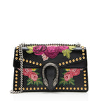 Gucci Leather Embroidered Studded Blind for Love Dionysus Small Shoulder Bag