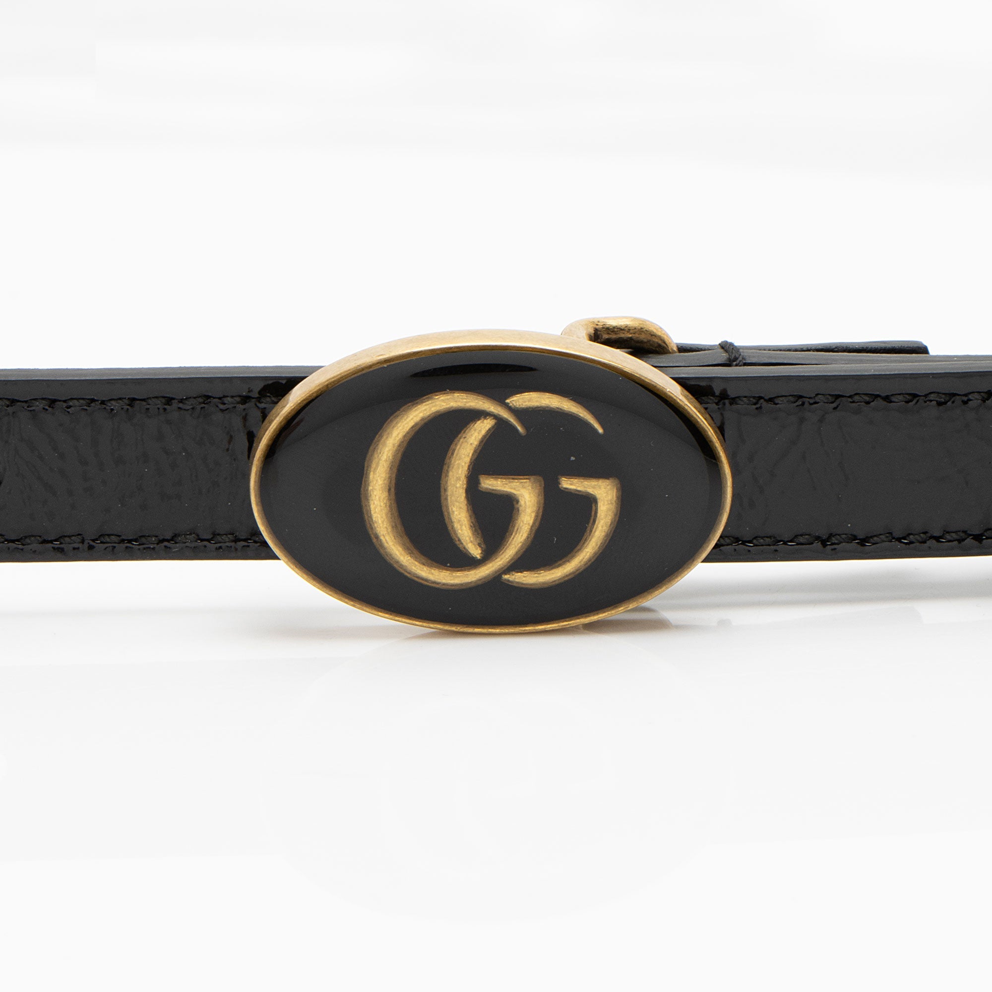 Gucci Leather Enamel GG Slim Belt - Size 36 / 90 (SHF-xWREr9)