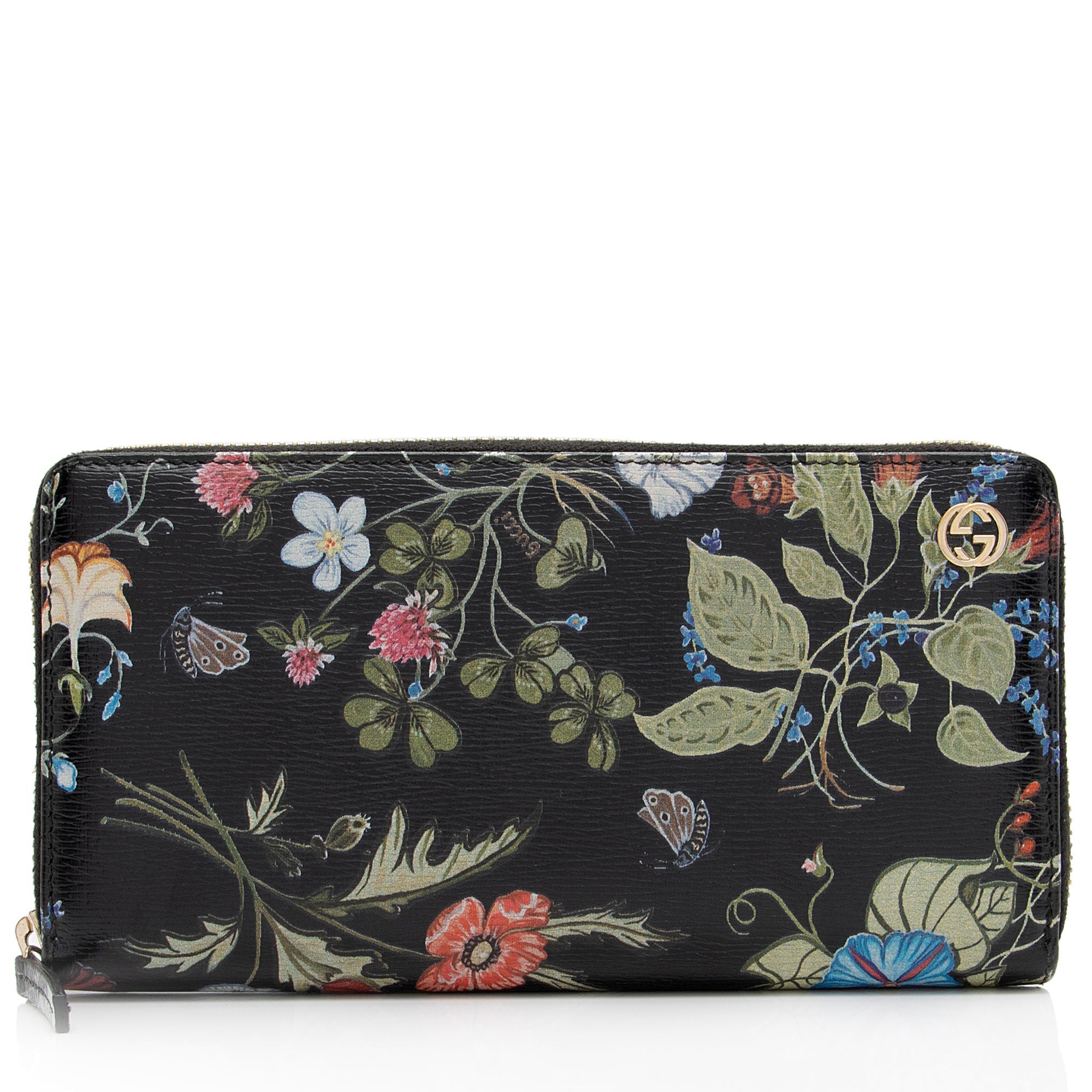 Gucci Leather Flora Knight Zip Around Wallet (SHF-GfjDtC)