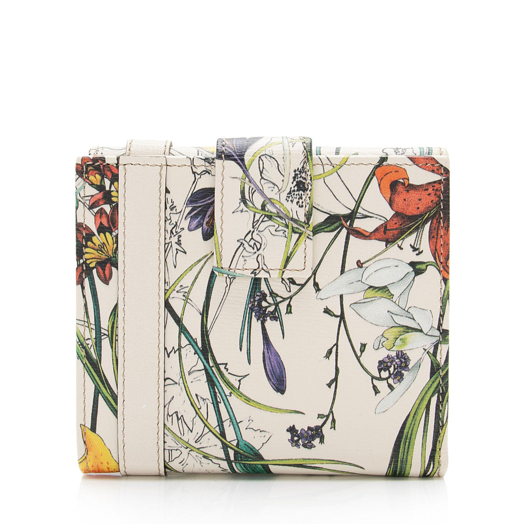 Gucci Leather Flora Nice French Flap Wallet (SHF-pELWjp)