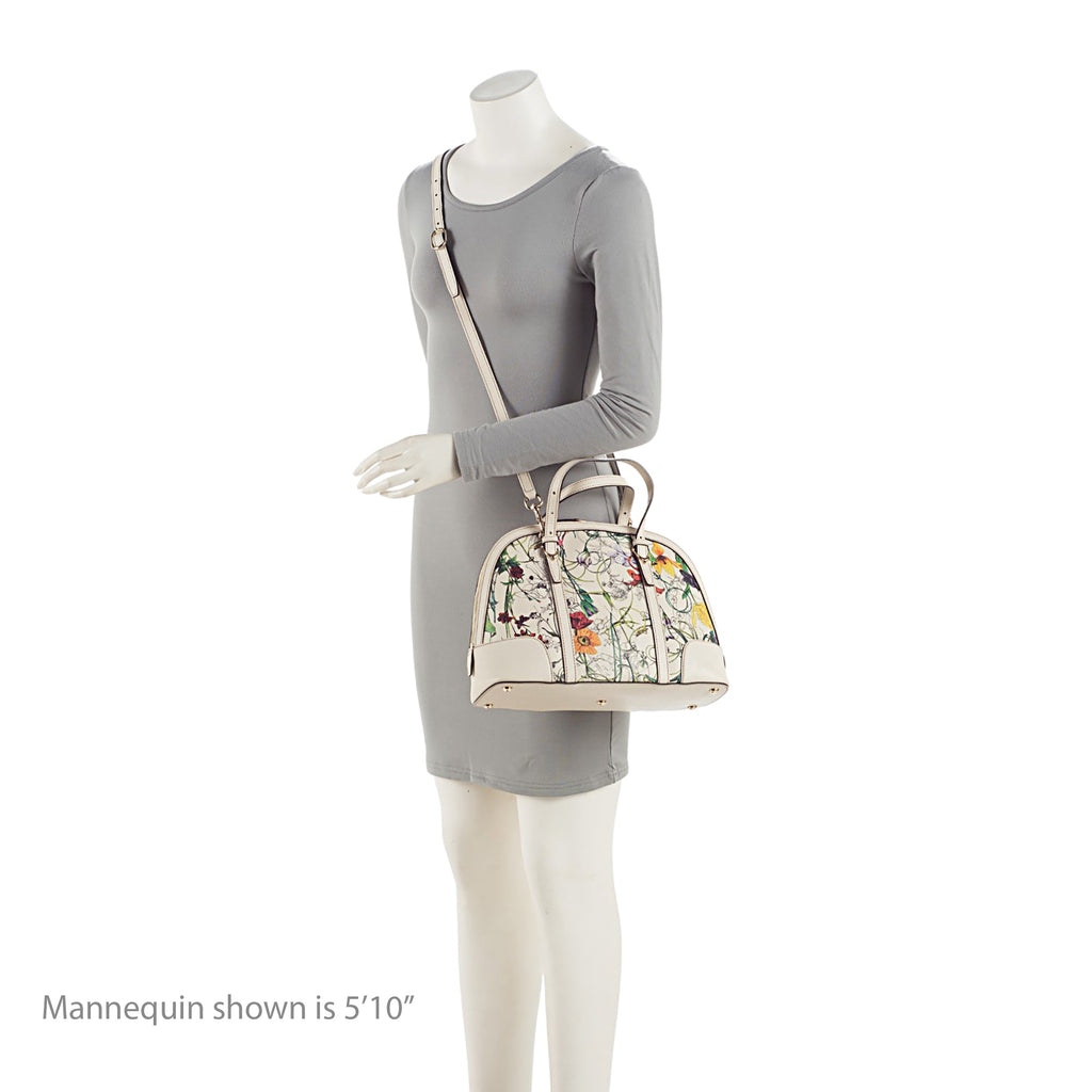 Gucci Leather Flora Nice Satchel (SHF-5DGwQW)