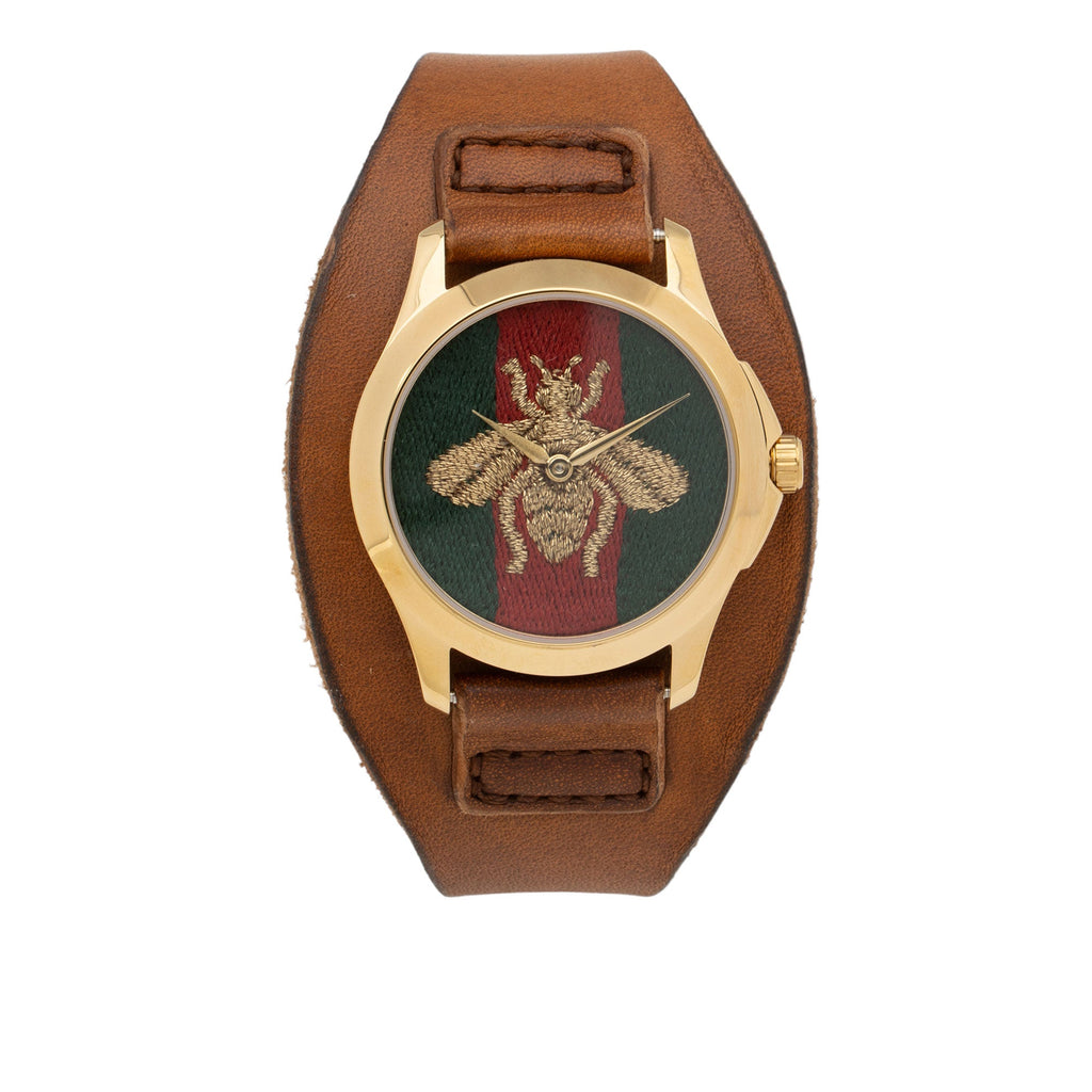 Gucci Leather G-Timeless Bee Web Watch (SHF-M3HiHw)