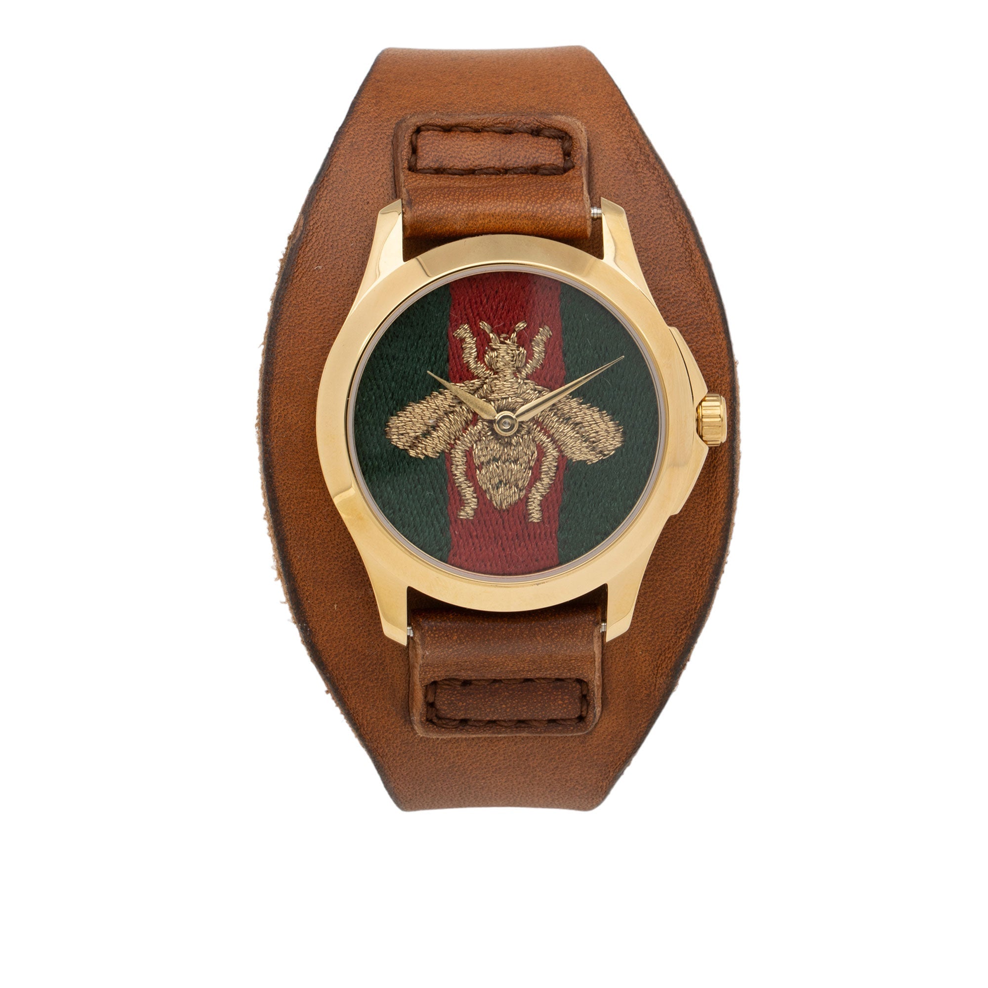 Gucci Leather G-Timeless Bee Web Watch (SHF-M3HiHw)
