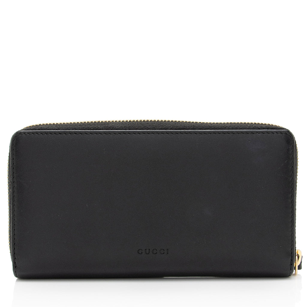 Gucci Leather GG Bow Zip Around Wallet (SHF-fr8dTS)
